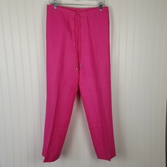 Real Clothes Irish Linen Pull On Pants Womens Size 6 Pink Pockets Drawstring - Picture 8 of 8